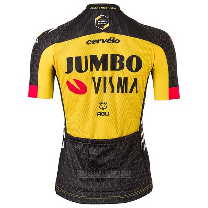 2021 Fahrradbekleidung Frau Jumbo Visma Shwarz Gelb Trikot Kurzarm und Tragerhose - zum Schließen ins Bild klicken